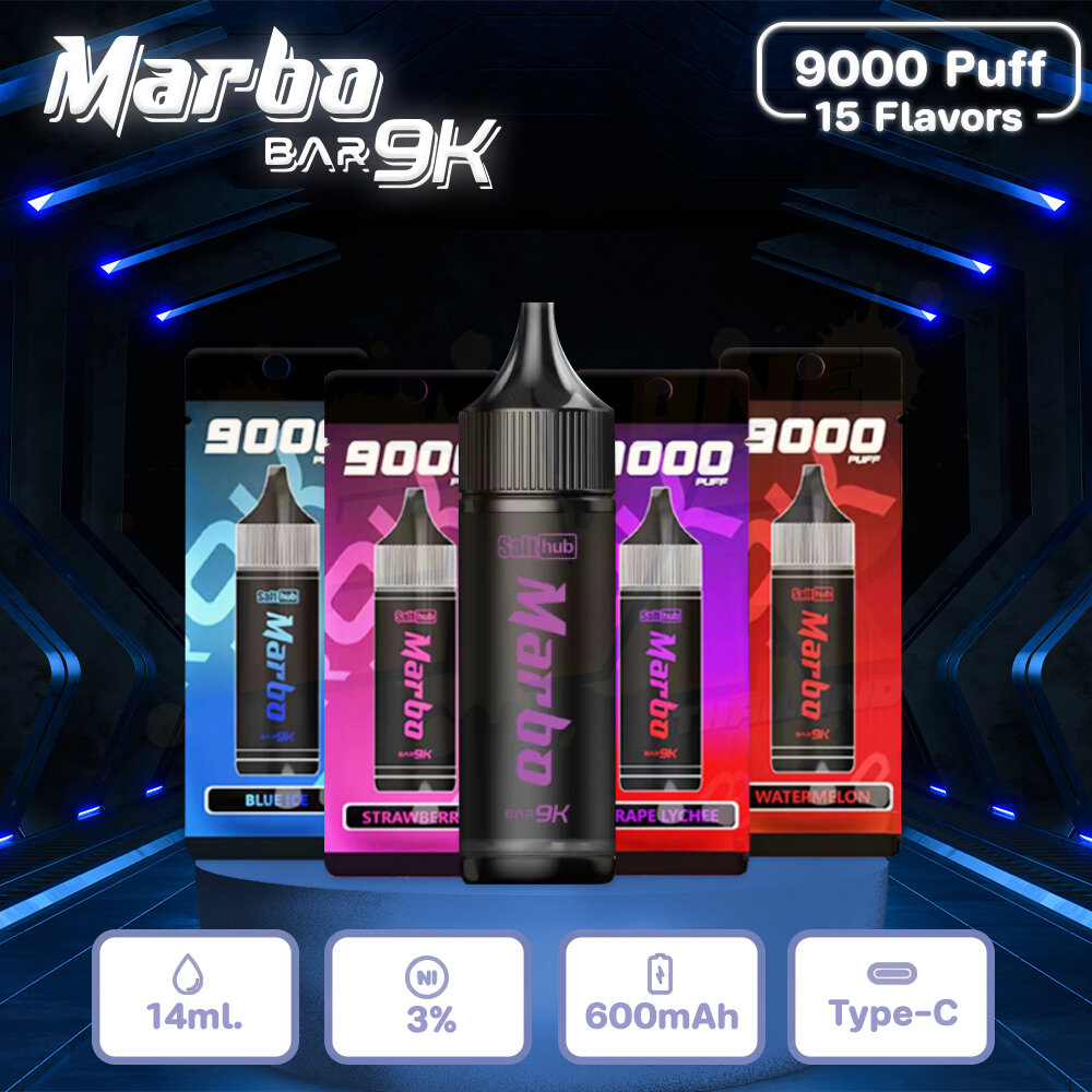 Salthub Marbo 9000 Puffs disposable vape pod in sleek colorful design