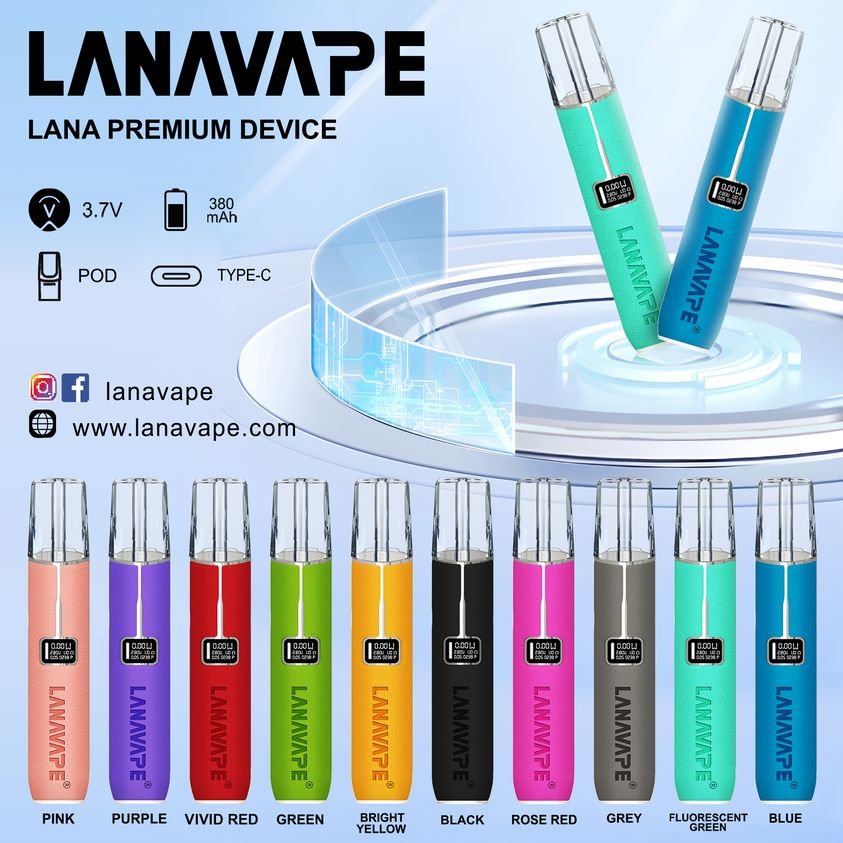 Lana Premium Device closed pod system kit with 380mAh battery and multiple colors