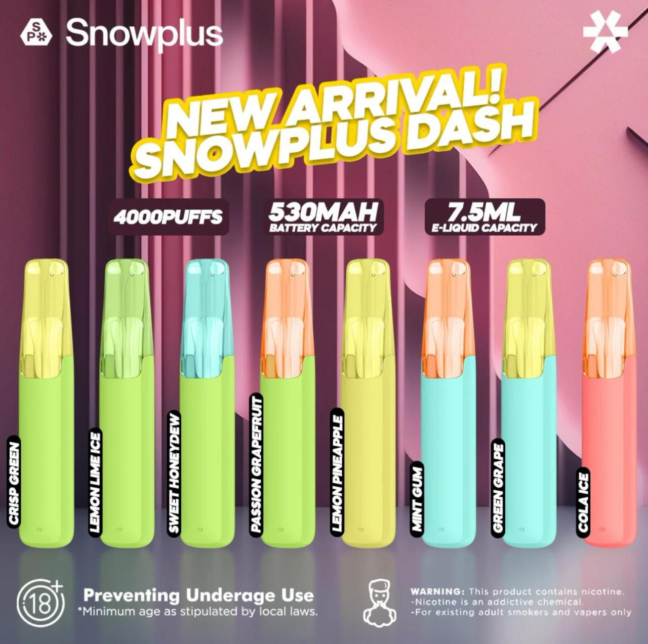 Snowplus Dash 4000 disposable vape pen sleek design device setup