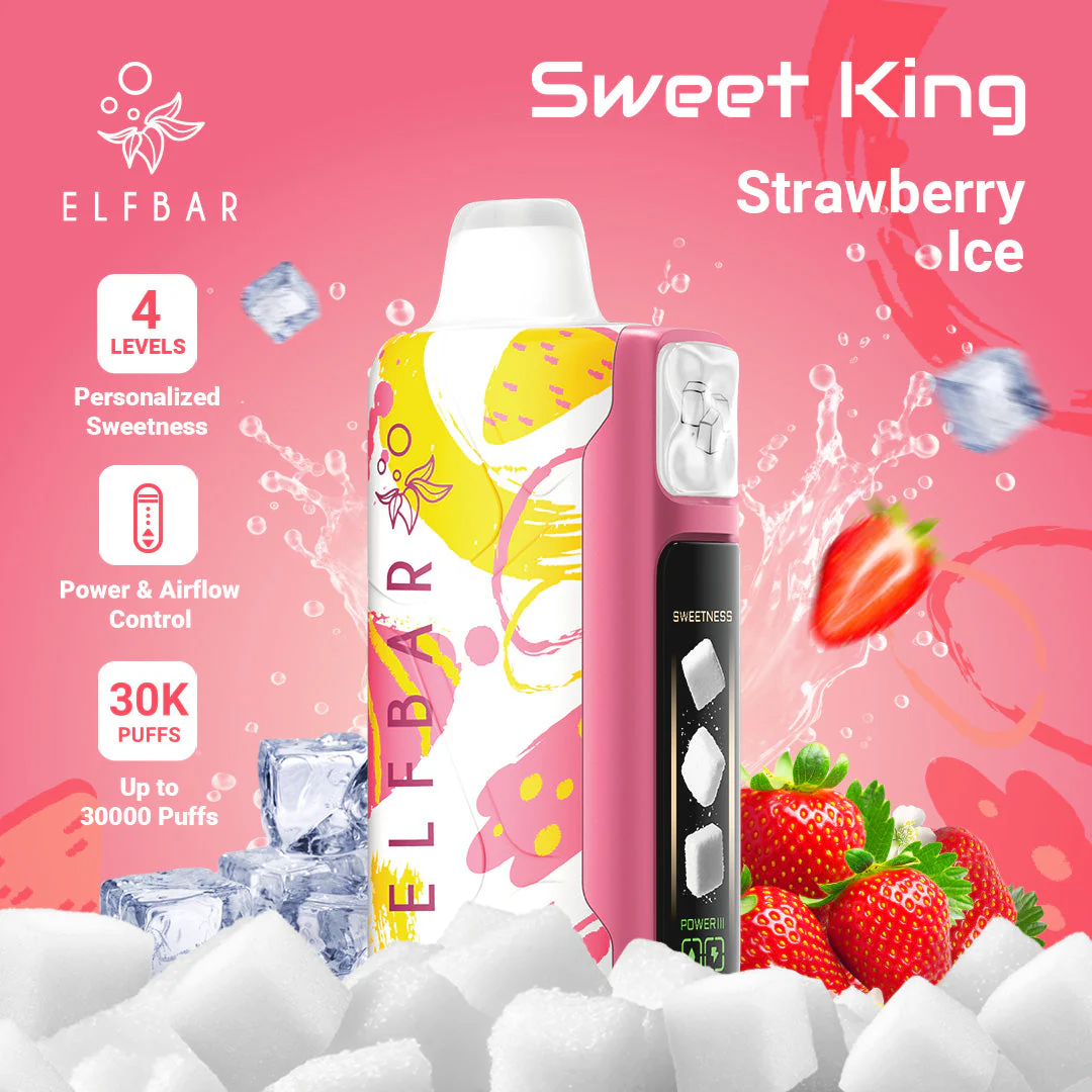 Elfbar Sweet King 30000 Puffs disposable vape device showing premium packaging and sleek design