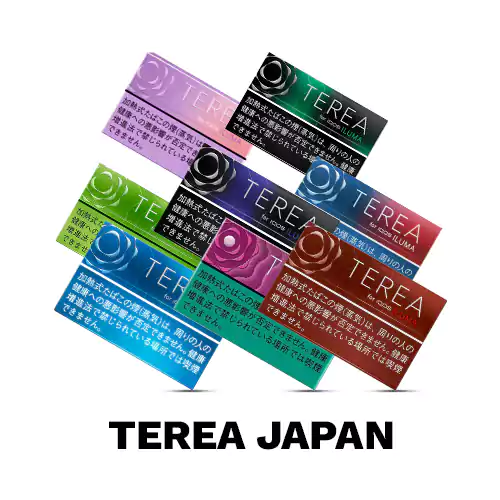 Pack of authentic IQOS TEREA Japan pods showing premium flavor variants for IQOS ILUMA devices