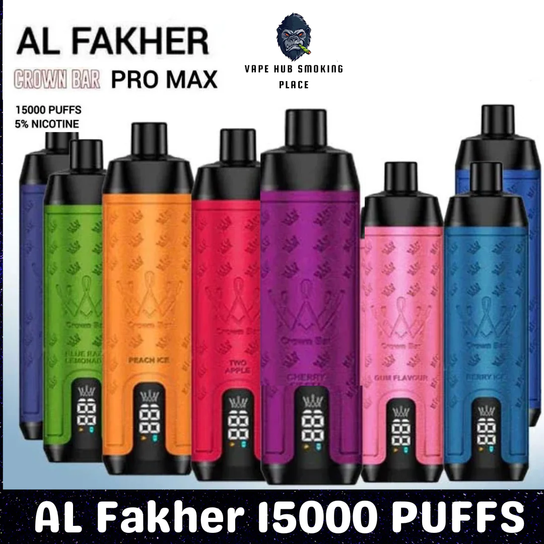 Crownbar 15000 Promax disposable vape device showing smart OLED screen and premium casing