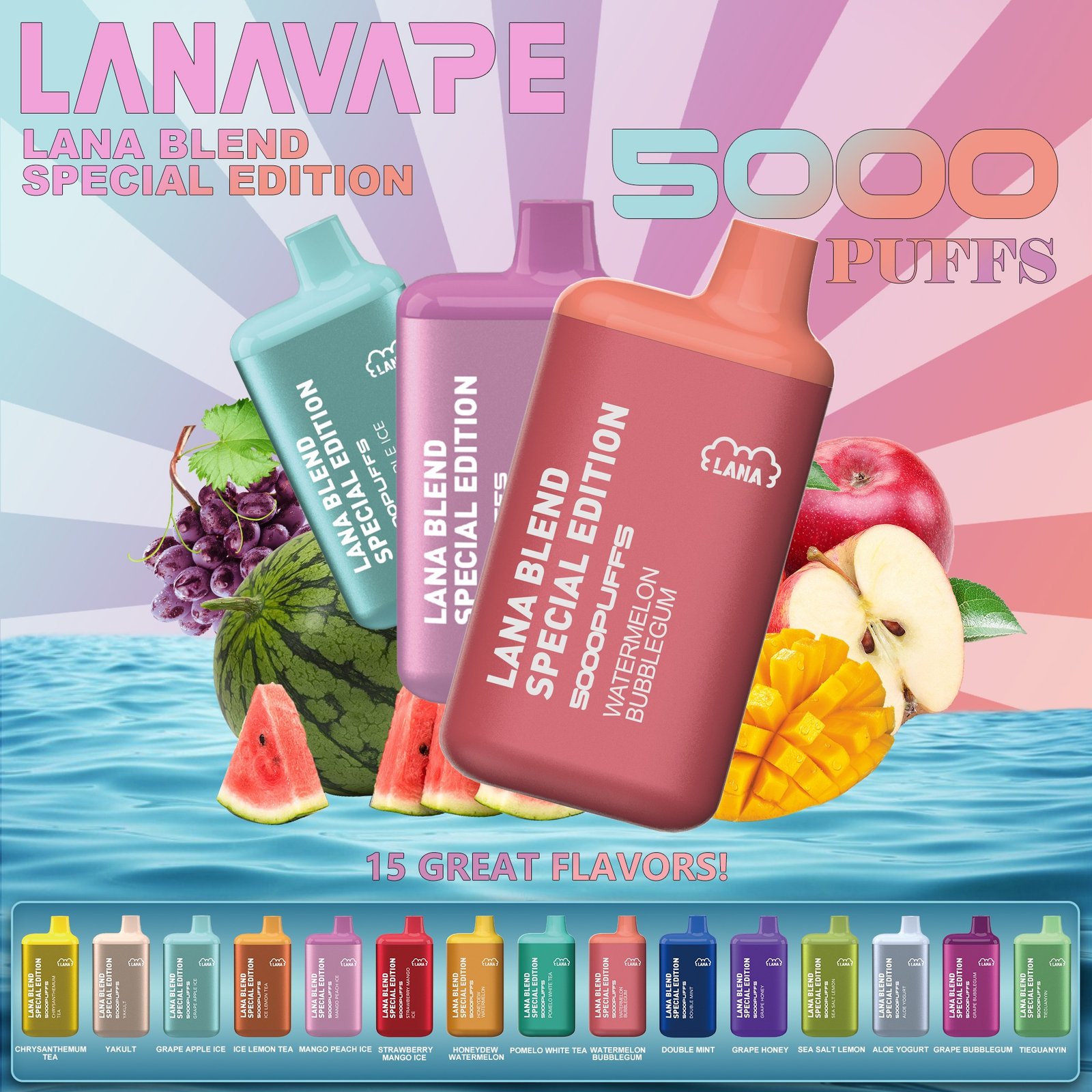 Lana Blend 5000 Puffs Special Edition disposable vape device front view