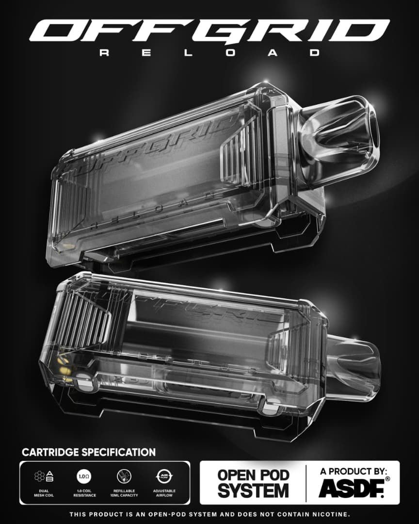 ASDF Offgrid Reload Empty Cartridge 10ml refillable vape pod with 1.0 ohm dual mesh coil