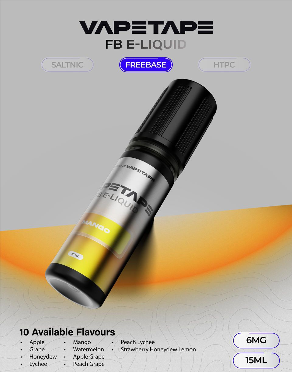 Vapetape Freebase E-Liquid 15ml 6mg premium vape juice bottle showing flavor selection list for SG vapers